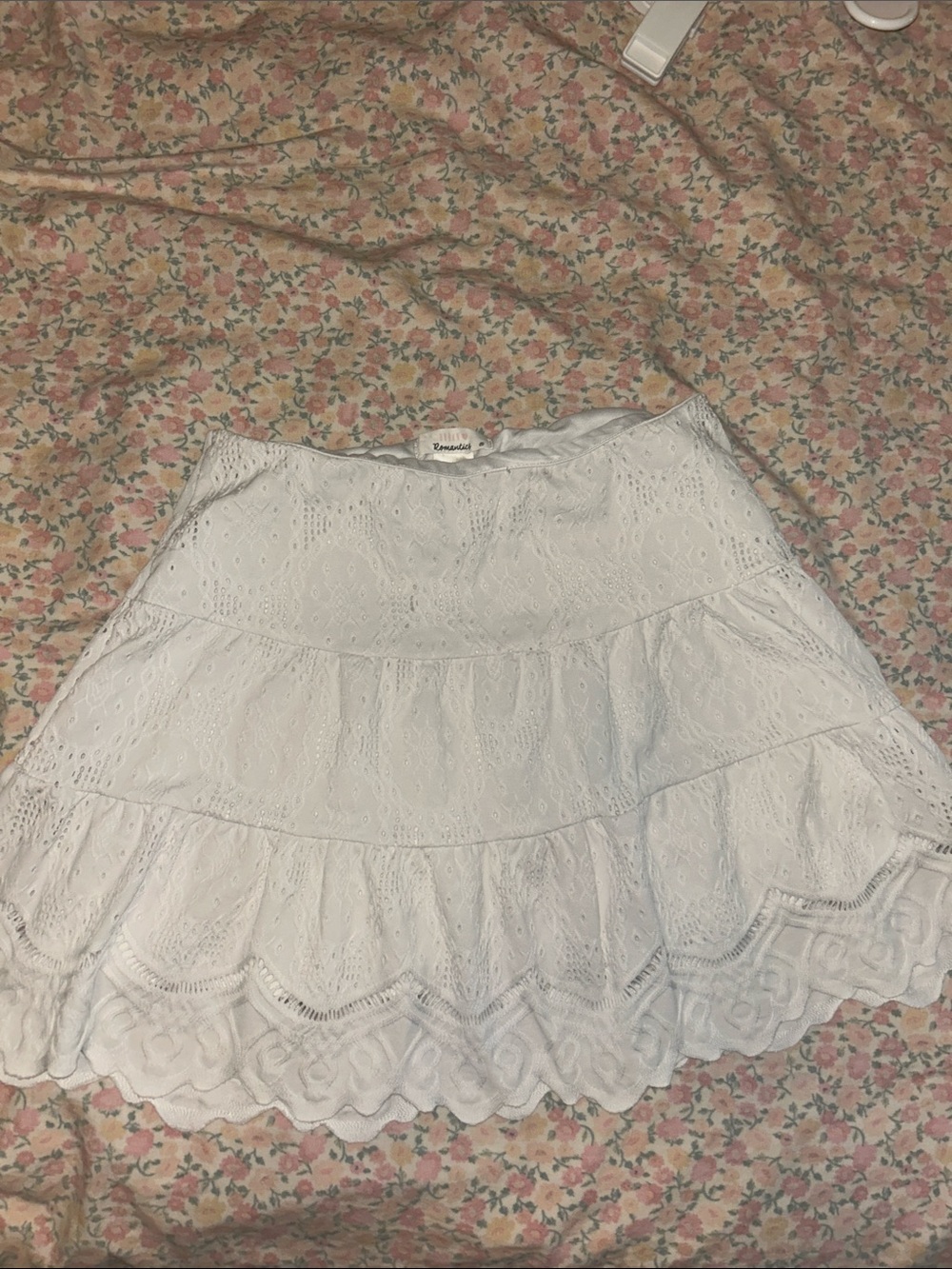 URBAN Romantics White Eyelet Tiered Mini Skirt